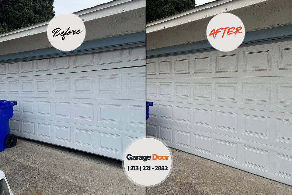 Before and after: garage door repair Dunes City, OR